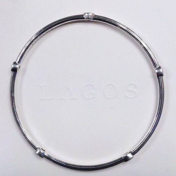 Lagos Sterling Silver Topaz Station Fluted Bangle - Picture 5 of 7